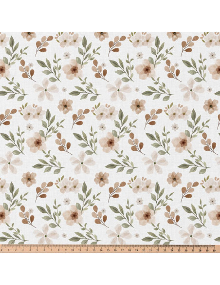 Tecido popelina de algodão - Zada branco e natural