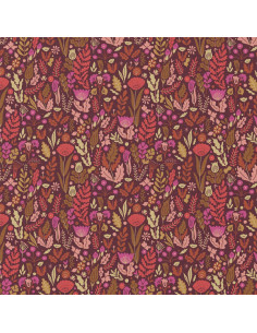 Tecido popelina de algodão - Malvina chocolate e rosa 2