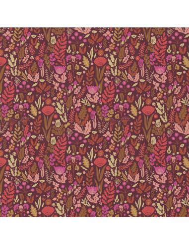 Tecido popelina de algodão - Malvina chocolate e rosa
