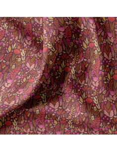 Tecido popelina de algodão - Malvina chocolate e rosa