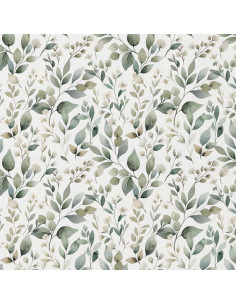 Tecido popeline de algodão - Luara branco e verde 2