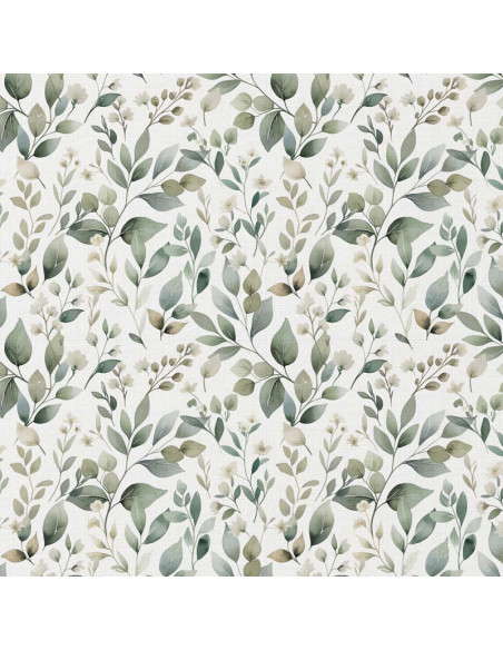 Tecido popelina de algodão - Luara branco e verde
