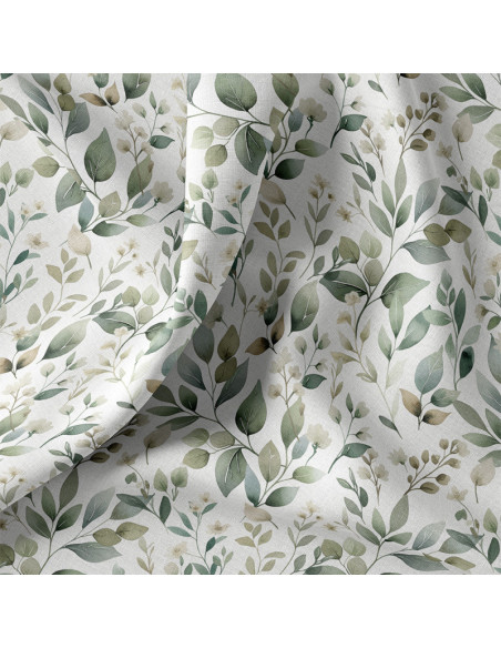 Tecido popeline de algodão - Luara branco e verde