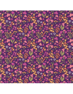 Tecido popeline de algodão - Bibury roxo e amarelo 2