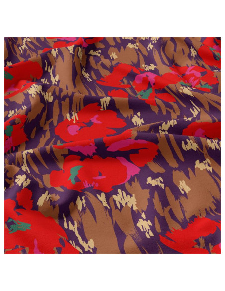 Tecido viscose - Amaya violeta e vermelho
