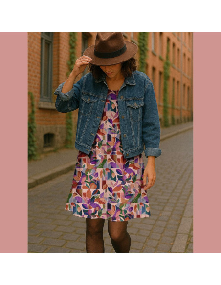 Tecido viscose - Nawel rosa e roxo