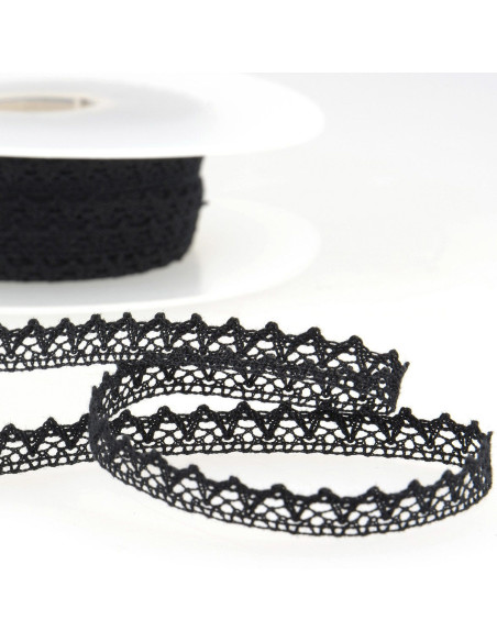 Renda de algodão fina - Preto