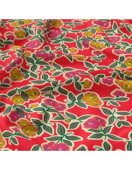 Tecido viscose - Fanou vermelho e rosa