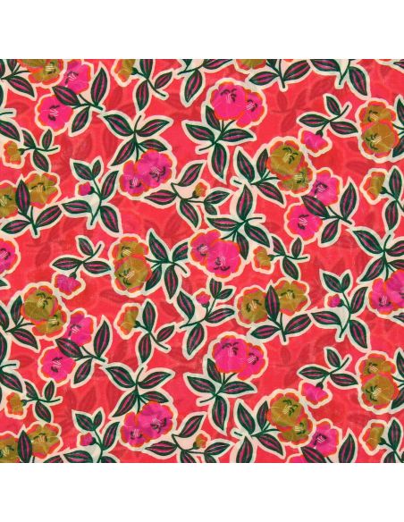 Tecido viscose - Fanou vermelho e rosa