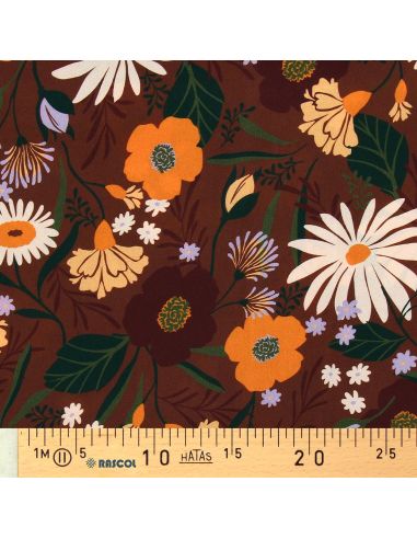 Tecido viscose - Moricette marrom e laranja
