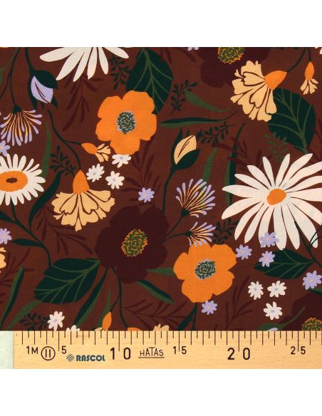 Tecido viscose - Moricette marrom e laranja