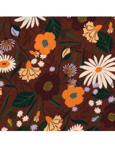 Tecido viscose - Moricette marrom e laranja 2
