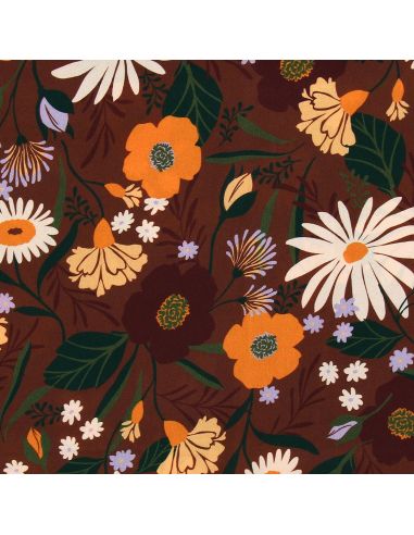 Tecido viscose - Moricette marrom e laranja