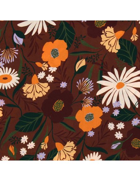 Tecido viscose - Moricette marrom e laranja