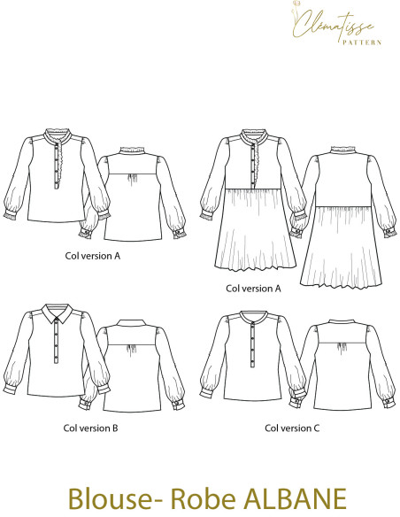 Molde de blusa-vestido Albane - Clématisse Pattern