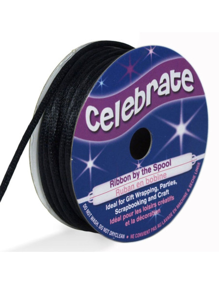 Cordão rabo de rato Celebrate preto - 2 mm x 10 metros