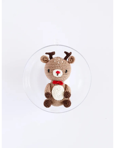 Conjunto de enfeites de Natal amigurumi em crochê - A rena