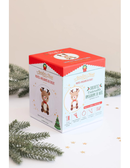 Conjunto de enfeites de Natal amigurumi em crochê - A rena