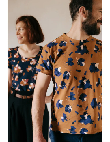Tecido jersey de algodão Anémona Camel - Églantine & Zoé