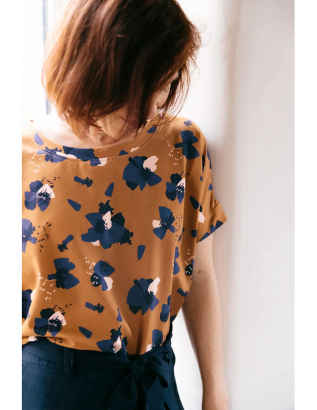 Tecido jersey de algodão Anémona Camel - Églantine & Zoé