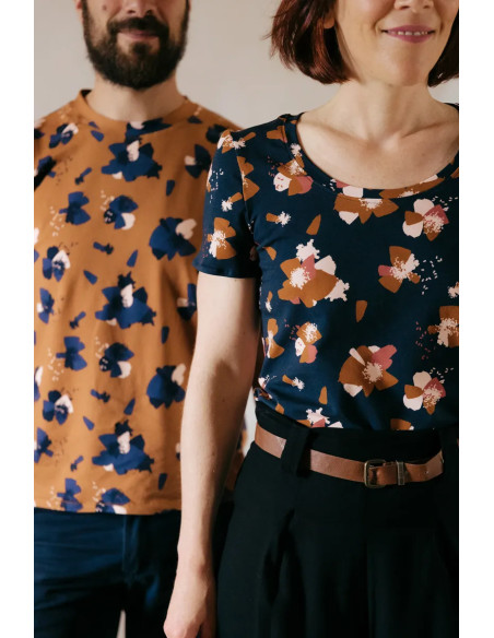Tecido jersey de algodão Anémona Azul tinta - Églantine & Zoé