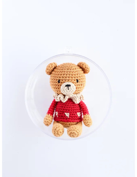 Conjunto de bola de Natal amigurumi em crochê - O ursinho