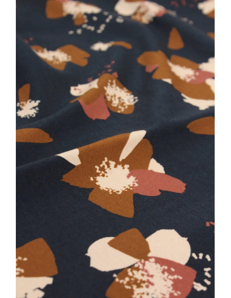 Tecido jersey de algodão Anémona Azul tinta - Églantine & Zoé