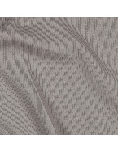 Tecido jersey de algodão malha fina canelada - Cinza