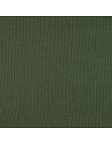 Tecido jersey de algodão malha fina canelada - Verde escuro