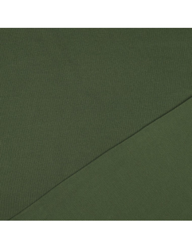 Tecido jersey de algodão malha fina canelada - Verde escuro