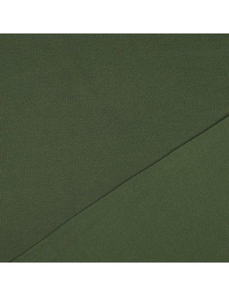 Tecido jersey de algodão malha fina canelada - Verde escuro