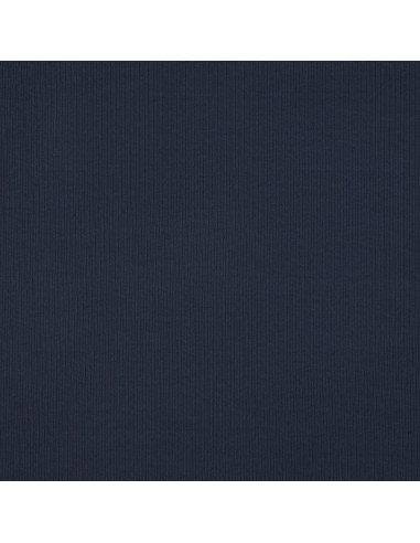 Tecido jersey de algodão malha fina canelada - Azul-marinho