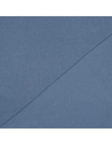 Tecido jersey de algodão malha fina canelada - Jeans