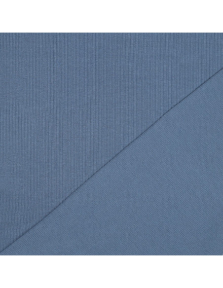 Tecido jersey de algodão malha fina canelada - Jeans