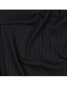 Tecido jersey de algodão leve canelado - Preto 2