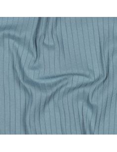 Tecido jersey de algodão leve canelado - Azul jeans 2