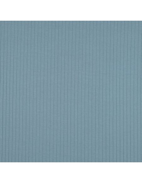 Tecido jersey de algodão leve canelado - Azul jeans