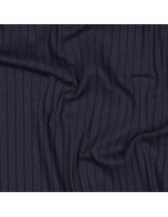 Tecido jersey de algodão leve canelado - Azul marinho 2