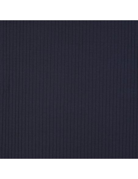 Tecido jersey de algodão leve canelado - Azul marinho