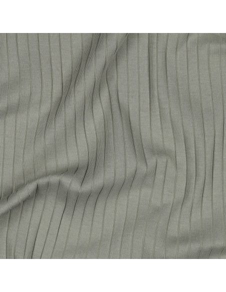 Tecido jersey de algodão leve canelado - Verde claro