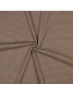 Tecido jersey de algodão malha fina canelada - Taupe