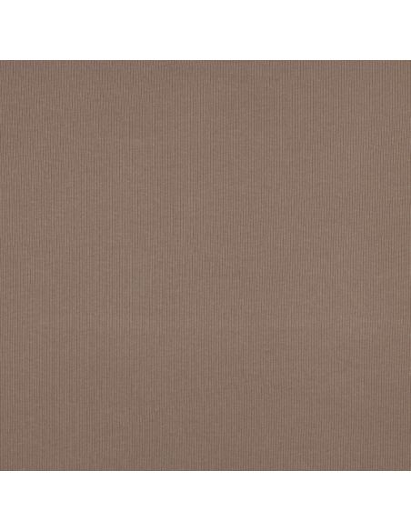 Tecido jersey de algodão malha fina canelada - Taupe