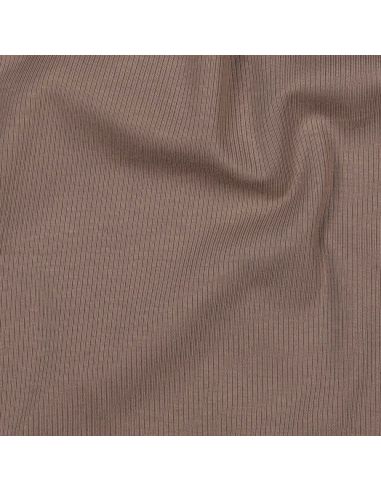 Tecido jersey de algodão malha fina canelada - Taupe