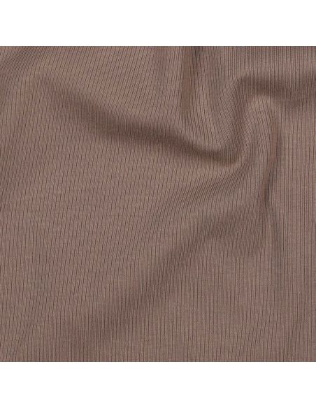 Tecido jersey de algodão malha fina canelada - Taupe