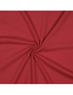 Tecido jersey de algodão malha fina canelada - Vermelho escuro