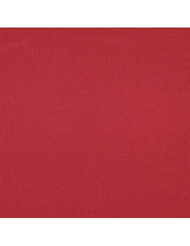 Tecido jersey de algodão malha fina canelada - Vermelho escuro