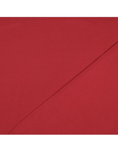 Tecido jersey de algodão malha fina canelada - Vermelho escuro