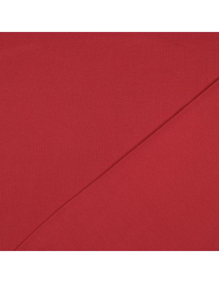 Tecido jersey de algodão malha fina canelada - Vermelho escuro