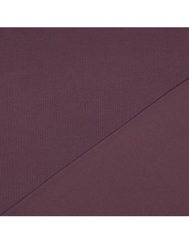 Tecido jersey de algodão malha fina canelada - Ameixa