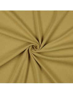 Tecido jersey de algodão malha fina canelada - Ocre